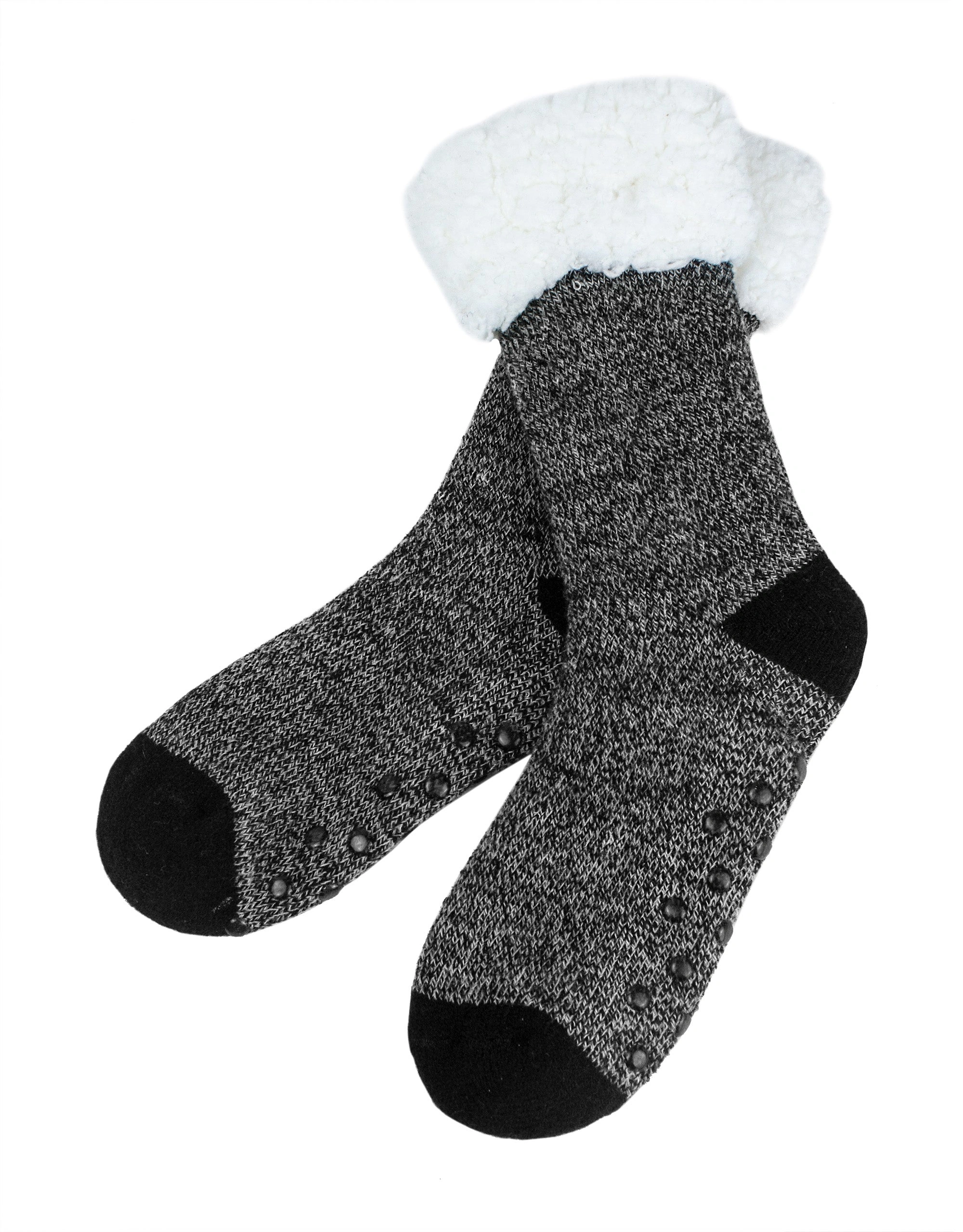 Cozy Sherpa Boot Socks Black Warm Feet All Winter