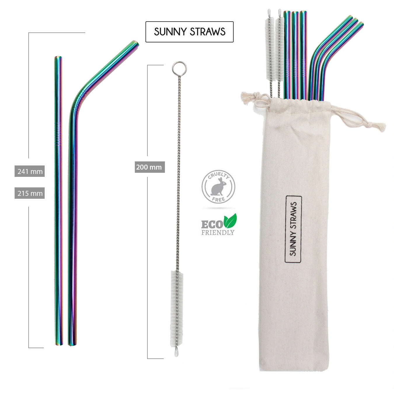 Rainbow Straw Set: Bendy & Straight with Cleaning Brushes – Fun & Colorful!